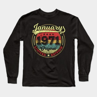 50th Birthday Vintage January 1971 50 Years Gift Long Sleeve T-Shirt